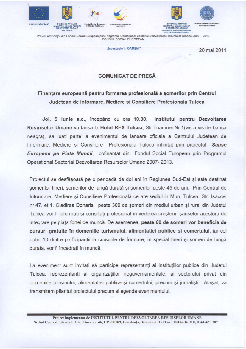 Eveniment lansare proiect Tulcea